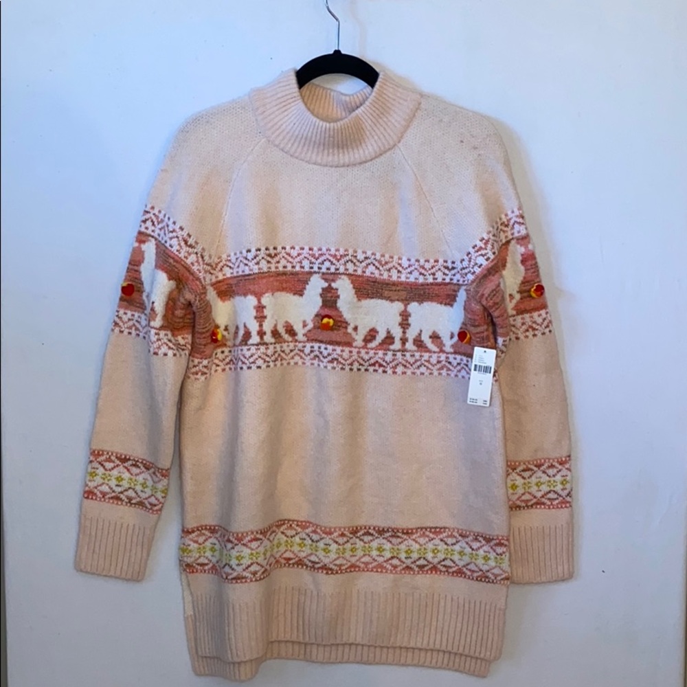 Anthropologie Llama sweater with Pom detail